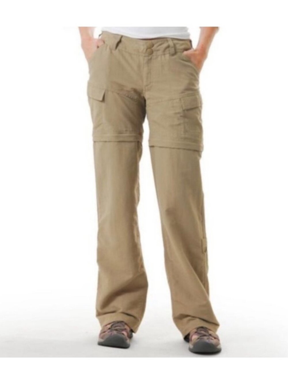 THE NORTH FACE Khaki Beige Convertible Women's Nylon Cargo Hiking Pants Size 12